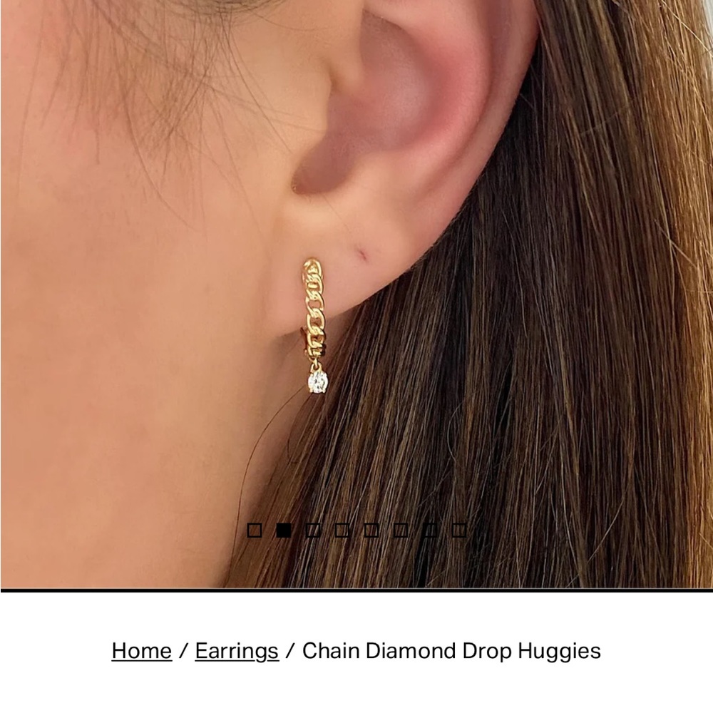 Ring Concierge Chain Diamond Drop Huggies